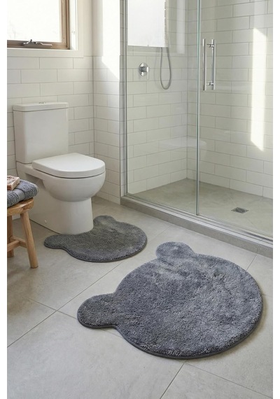 Tr Ayıcık Şekilli 2'li Paspas Takımı Banyo, Çocuk-yatak Odası Kaymaz Taban, Yumuşak,yıkanabilir Genel