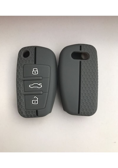 Lüx Audi A1 A3 A4 A5a 6a A7 Q3 Q5 Q7 Silikon Anahtar Koruma Kılıfı Petek Desenli Gri Renk