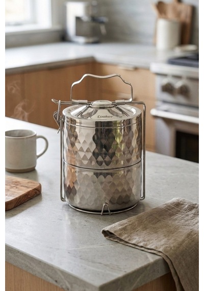 Cooker 2 Katlı Paslanmaz Çelik Sefer Tası Yk1840 Gümüş