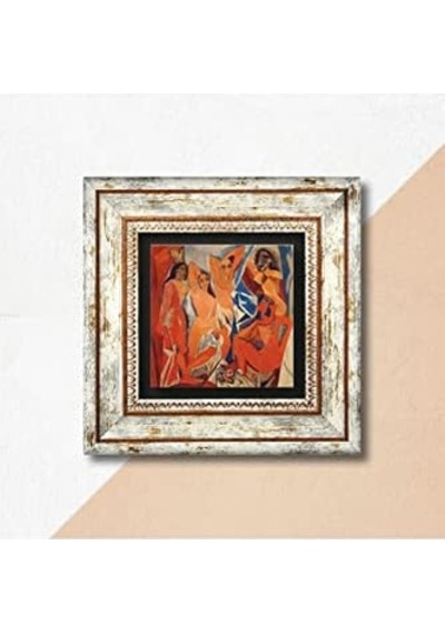 Picasso Avignonlu Kızlar Taş Duvar Tablosu - Çerçeveli Taş Tablo - Dekoratif Duvar Sanatı - Modern Ev Ve Ofis Duvar Dekoru K1-302 50 x 22
