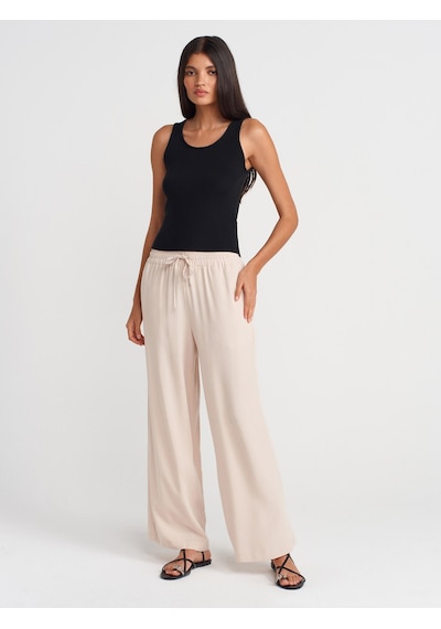 Dilvin 71623 Geniş Paça Pantolon-bej Bej