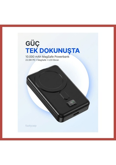 Bezos Snapron -3025 Pd 22.5w Hızlı Şarj Lcd Ekran Magsafe 10000 Mah Powerbank Erdotıca Çok Renkli