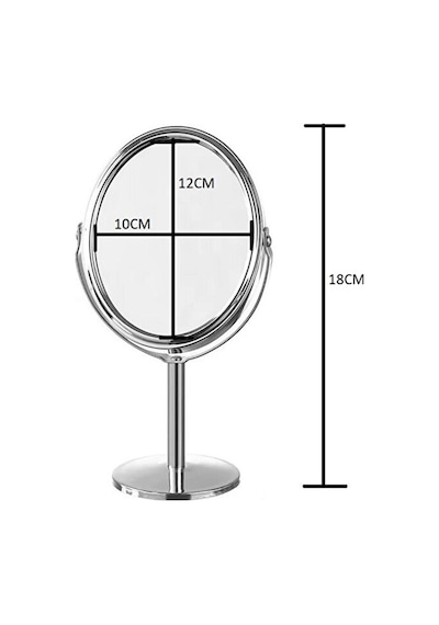 Sonx Oval Masaüstü Ayaklı 360 Dönebilen Çift Taraflı Büyüteçli Krom Ayna 18x10cm Renkli