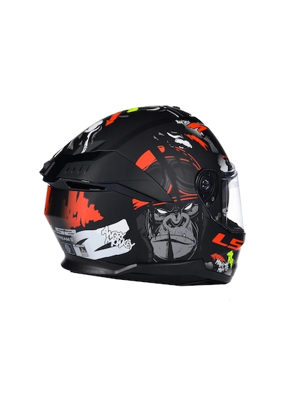 Ls2 Stream 2 Angry Monkey Mat Siyah-kırmızı Kask