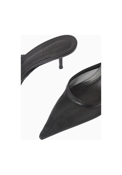 Schutz 63mm Topuklu Mesh Point-toe Mules, Günlük Ve Gece Zarafeti Siyah
