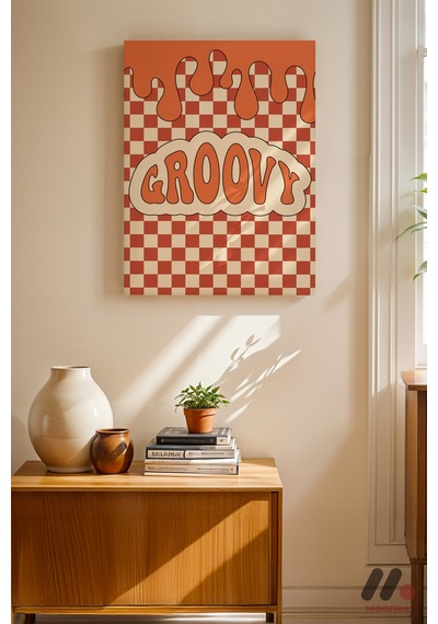 Groovy Retro Tipografi, Çerçevesiz Yüksek Kalite Duvar Afişi - Motivasyon Hediyesi