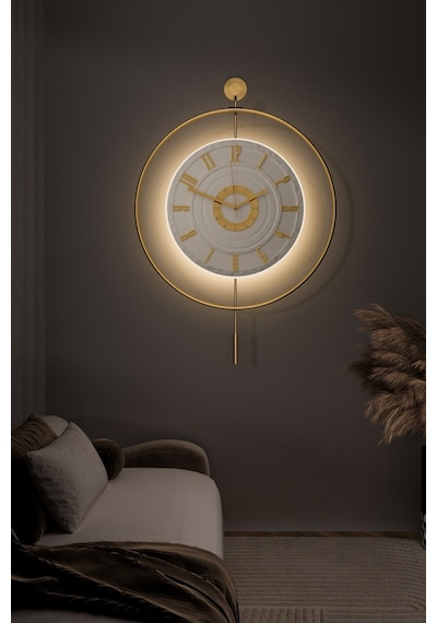 Metaquartz Aksesuar 7-24h - Büyük Boy -timelless Kristal Pilli Quartz , Metal Duvar Saati Gold