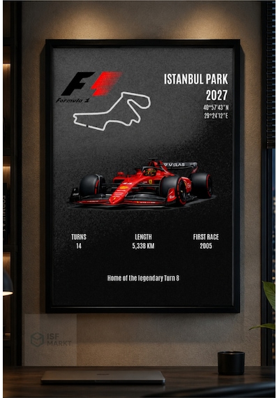 Formula 1 Istanbul Park 2027 Özel Tasarım Poster 33x48 Cm Çerçeveli