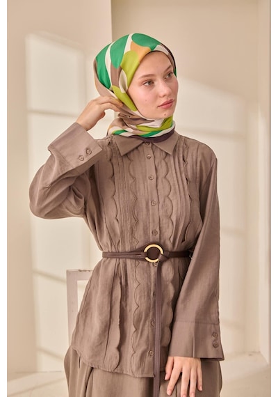 Silk Home Aura Eşarp 140001-03 Acı Kahve, Vizon, Yeşil, Hardal, Fıstık Yeşili