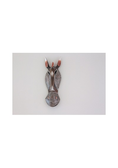 Ahşap Otantik Mask Ince Çızgılı Zebra 50cm Duvar Süsü Dekoratif Maske