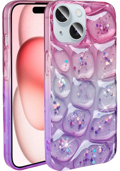 Apple Uyumlu iPhone 13 İle 3d Kabartmalı Simli Yumuşak Tam Koruma Telefon Kılıfı Kapak