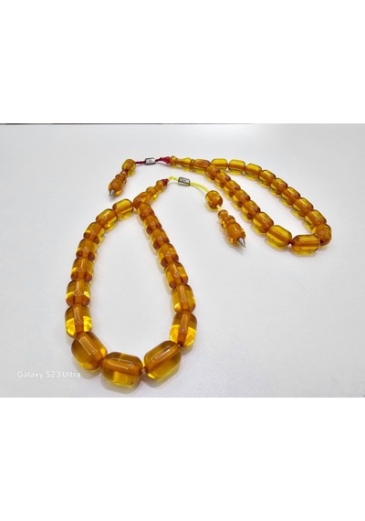 Zeyzun Usta Bilek Boy Efe Maskot Sıkma Kehribar Tespih 16x11 Mm K