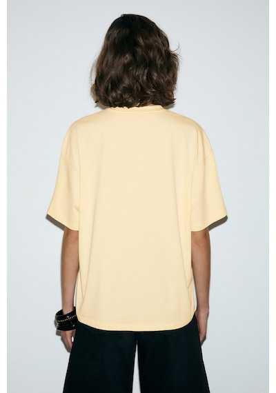 Grımelange Tambeza Kadın %100 Pamuk Yumuşak Kumaşlı Baskı Detaylı Sarı T-shirt Sarı