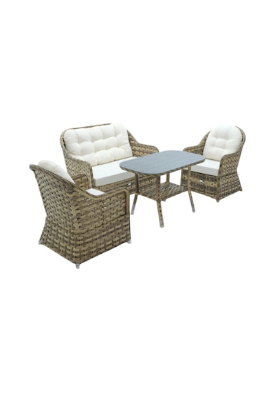 Radiance Rehome Rattan Bahçe Oturma Grubu 2+1+1+ Sehpa Açık Kahverengi