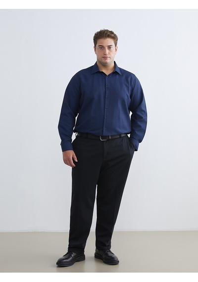 Lcw Busıness Lacivert Slim Fit Uzun Kollu Armürlü Erkek Gömlek