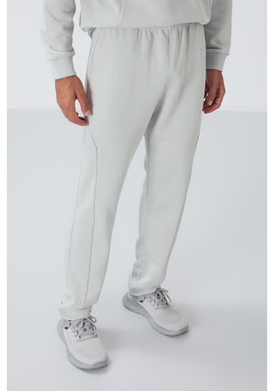 Tommy Life Taş Kompakt Pamuklu Kalın Pürüzsüz Dokulu O Yaka Comfort Fit Erkek Eşofman Takım -85263 Taş Rengi Taş