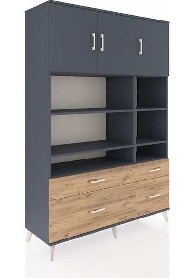 Hyperion Dolap 10 Raflı 4 Çekmeceli 3 Kapaklı 132x44x195 Antrasit-antrasit/çam Antrasıt/atlas Çam Hyperion Dolap 10 Raflı 4 Çekmeceli 3 Kapaklı 132x44x195 Antrasit-antrasit/çam Antrasıt/atlas Çam