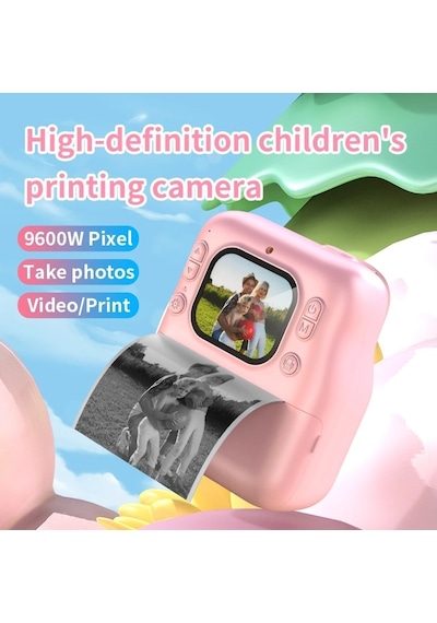 Dijital Fotoğraf Çıkaran Video Kaydedici Taşınabilir Anında Baskı Çıkaran Çocuk Kamerası Pembe