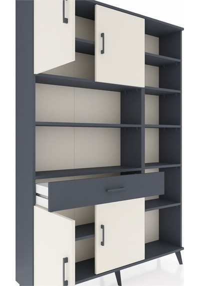 Arges Dolap 10 Raflı Tek Çekmeceli 4 Kapaklı 132x30x195 Antrasit-aytaşı/antrasit Aytası/antrasıt Arges Dolap 10 Raflı Tek Çekmeceli 4 Kapaklı 132x30x195 Antrasit-aytaşı/antrasit Aytası/antrasıt