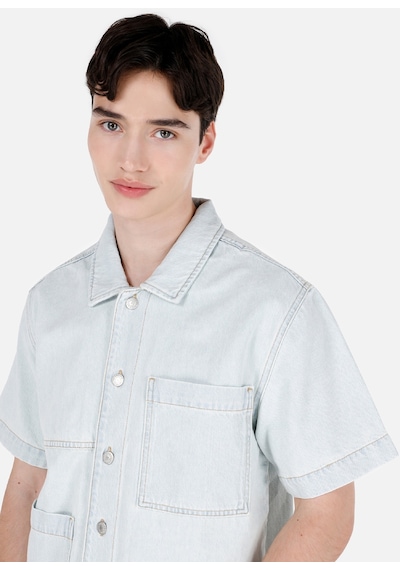 Colin's Colins 031 Waya Normal Kesim Shirt Yaka Mavi Erkek Jean Kısa Kol Gömlek Cl1069577 Cl1069577 Q1.v1 Dn43541 Denim