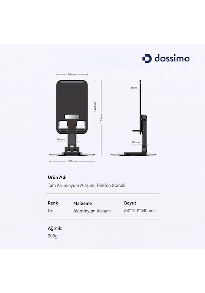 Katlanabilir 360 Dönebilen Ayarlanabilir Telefon Tutucu Masa Üstü Stand - Dst-04 Siyah