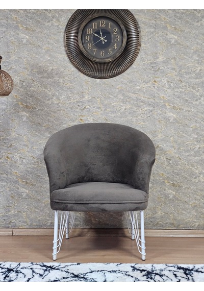 Zafir Tekli Teddy Beyaz Boyalı Telli Ayak Çay Seti Koltuk Tekli Berjer , Balkon, Salon, Ofis Kahverengi