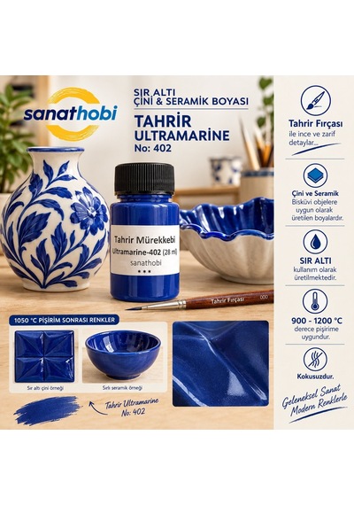 Tahrir Ultramarine Sır Altı Çini Seramik Boyası, Üstün Kalite, Çi