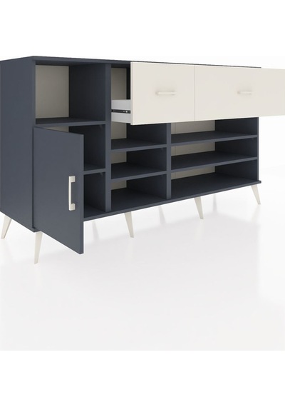 Hyperion Konsol 6 Raflı 2 Çekmeceli Tek Kapaklı 176x44x99 Antras Antrasit-antrasit/aytaşı Hyperion Konsol 6 Raflı 2 Çekmeceli Tek Kapaklı 176x44x99 Antras Antrasit-antrasit/aytaşı