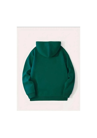 Medinenur Newyork Baskılı Cepli Kapüşonlu Sweatshirt Yeşil