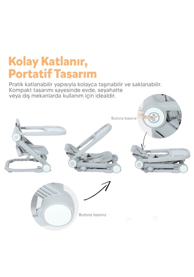 Huggy Cookie Portatif Katlanabilir Taşınabilir Mama Sandalyesi