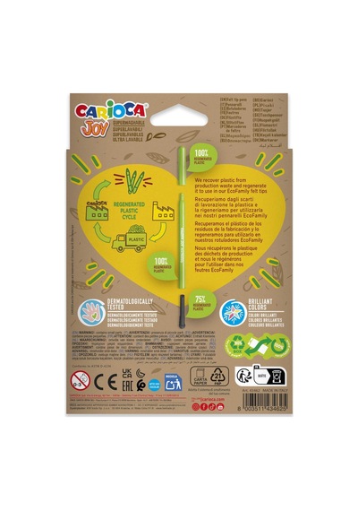 Carioca Eco Famıly Joy Süper Yıkanabilir Keçeli Boya Kalemi 12'li 124-Pembe