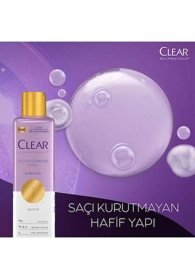 Clear Scalpceuticals Saç Bakım Şampuanı Saç Dökülmesine Karşı 300 Ml X2