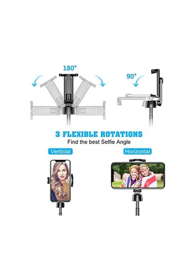 3'ü 1 Arada Selfie Çubuğu Tripod, Kablosuz Uzaktan Kumanda, Uzatılabilir Stand, Tüm Akıllı Telefonlarla Uyumlu Siyah - 874873986 3'ü 1 Arada Selfie Çubuğu Tripod, Kablosuz Uzaktan Kumanda, Uzatılabilir Stand, Tüm Akıllı Telefonlarla Uyumlu Siyah - 874873986