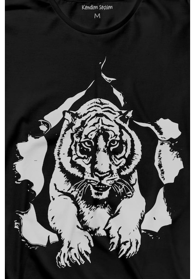 Tişörtün İçinden Çıkan Kaplan Tiger Uzun Kollu Tişört Baskılı T-shirt 001