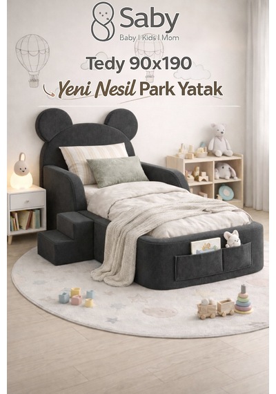 Luxury Tedyy Baza Ve Başlıklı Montessori Full Sünger Yatak Seti 90 x 190