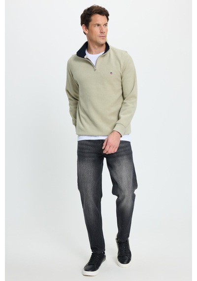 Tudors Erkek Slim Fit Dar Kesim Pamuklu Selanik Kumaş Dik Yaka Mint Sweatshirt-41888 Mint