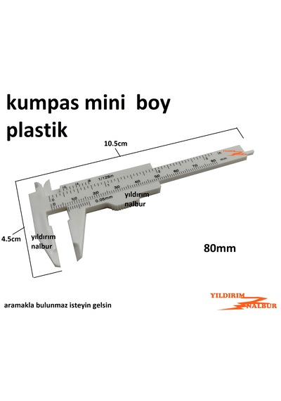 Mini Cep Tipi Kumpas 150 Plastik Beyaz Kumpas Ölçü Aleti Cep