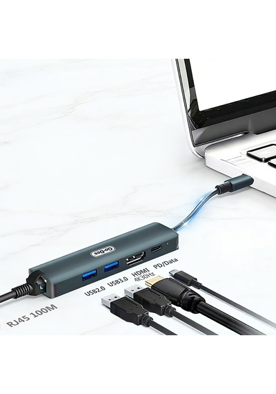 Go Des Gd-6873 Type-c To Hdtv 5in1 8k Dönüştürücü Adaptör Gri