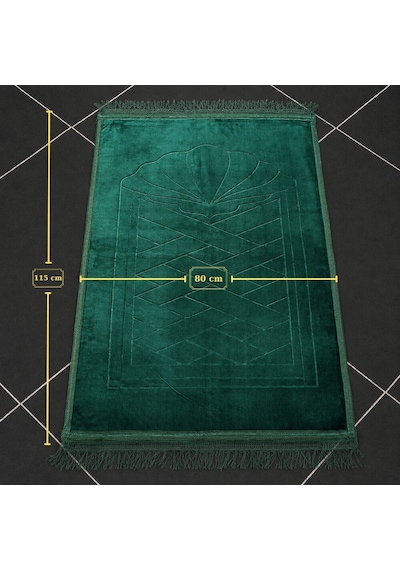 Tesbihane Kişiye Özel Nakış İşlemeli Hediyelik Seccade - Peluş Kumaş Yeşil