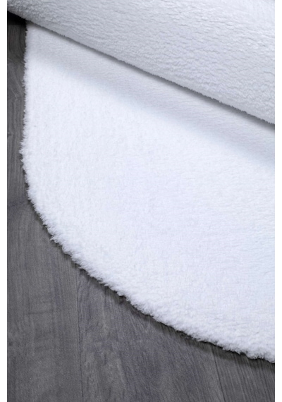 Vl Oval Comfort Overloksuz Beyaz Peluş Halı Beyaz Oval Overloksuz