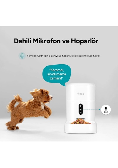 Ttec Foodi Uzaktan Kontrol Edilebilen Otomatik Wi-fi Akıllı Kedi Köpek Besleyici 4 L