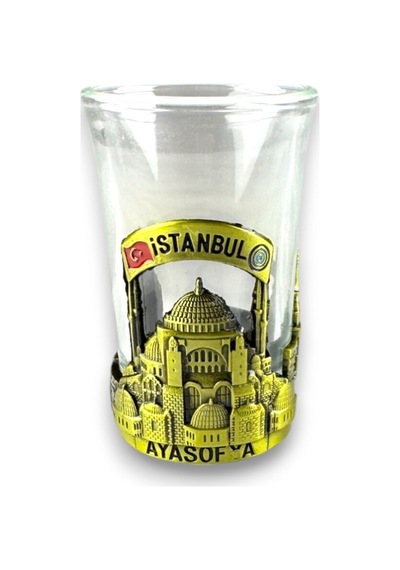 İstanbul Temalı Dekoratif Cam Kahve Yanı Bardak Ayasofya, Galata Ve Kız Kulesi Figürlü 730449196