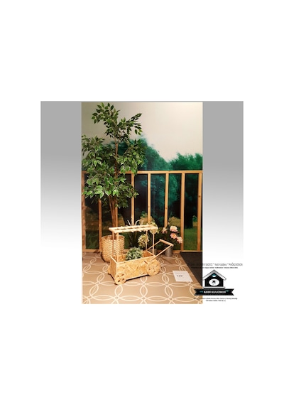 Araba Saksı - Saksılık Çiçeklik - Ahşap Saksı - Hareketli Araba