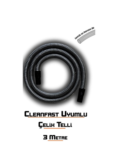 Koltuk Yıkama Makinelerine Uyumlu Cleanfast Vakum Hortumu Çelik Telli