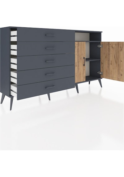 Arges Konsol 2 Raflı 5 Çekmeceli 2 Kapaklı 176x30x99 Antrasit-çam Antrasit-çam/antrasit Arges Konsol 2 Raflı 5 Çekmeceli 2 Kapaklı 176x30x99 Antrasit-çam Antrasit-çam/antrasit