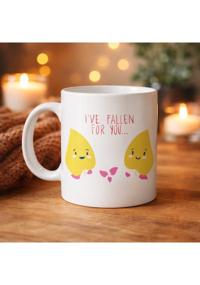 Model 29 I Ve Fallen For You Yazılı Sevimli Aşk Temalı Porselen Kupa Düz Renkli