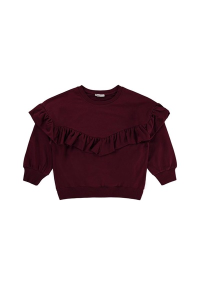 Civil Girls Roba Fırfırlı 10-13 Yaş Sweatshirt Koyu Bordo