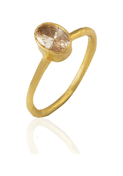 Kadir Jewellery 22 Ayar Altın Kaplama Zirkon Taşlı Kadın Minimal Yüzük Turuncu 49270058