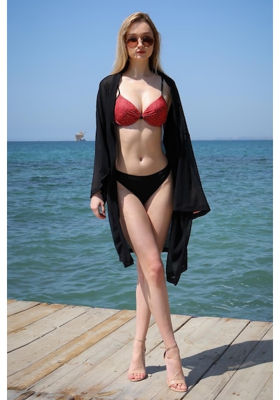 Akbeniz Kadın Yarım Destekli Alt Üst Bikini Takım Kırmızı 35013-kırmızı