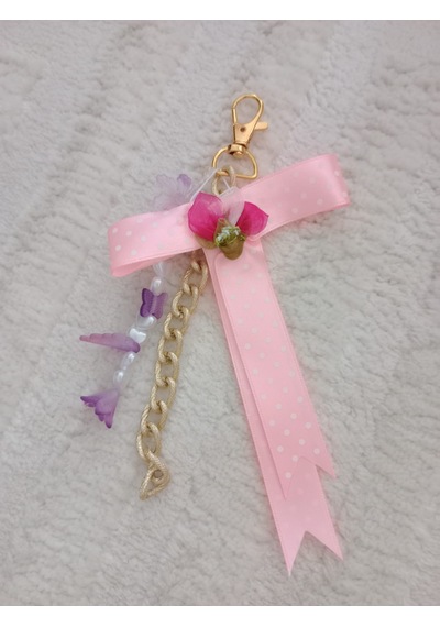 Wisheratelier Kurdela Detaylı Çanta Charmı Pembe